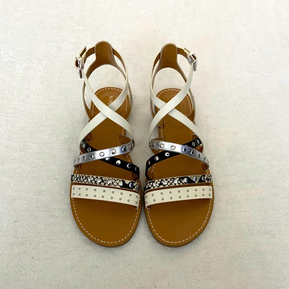 Nine West Flat Black White and Silver Sandals - Picture 2 of 7